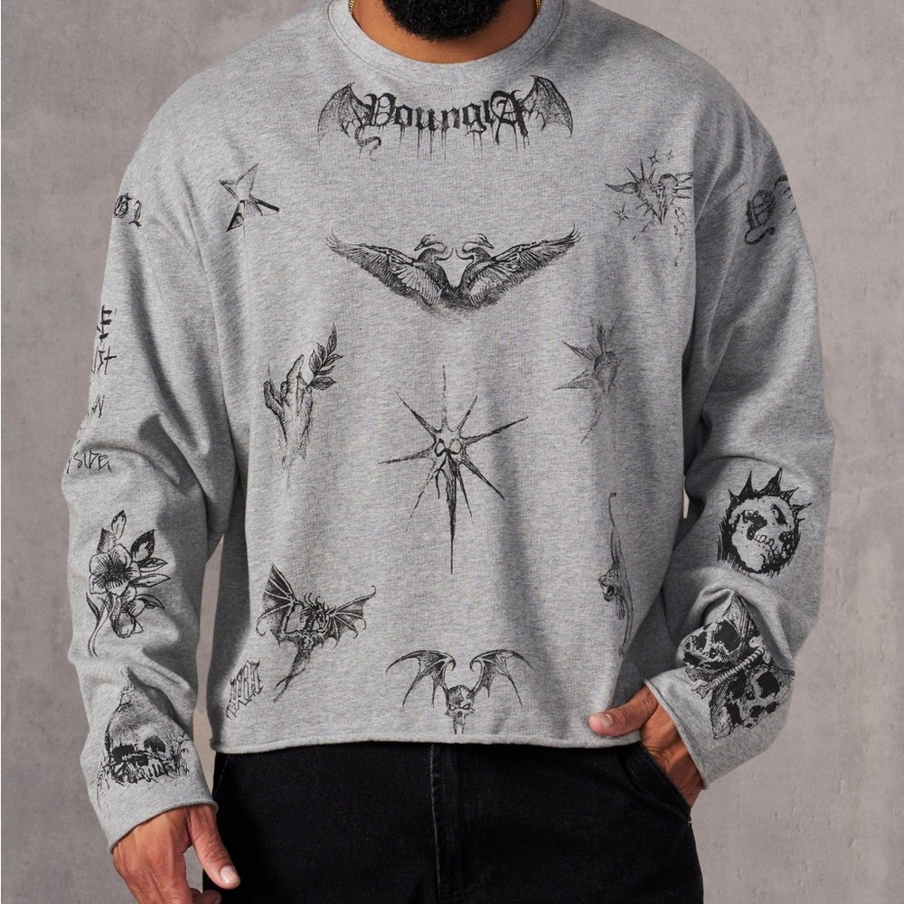 YoungLA Gray Long Sleeve Graphic Tee